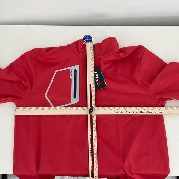 RLX Ralph Lauren Mens Red Quarter Zip Golf Pullover Jacket‎ Long Sleeve Size L - Picture 7 of 7